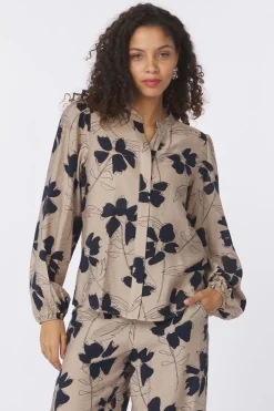 Discount Vila Hemd Nicsa/1 Feather Gray Aop:Navy Blazer