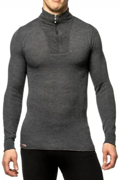 Clearance Woolpower Ondergoed Zip Turtleneck 200 (unisex baselayer) mid grey/light grey