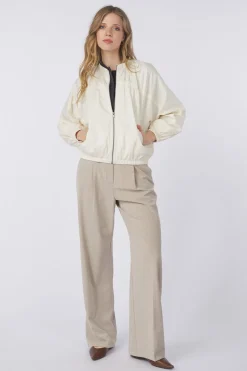 Blazer Nylon Cropped Bomber Jacket With Taping Detail-Yaya Fashion