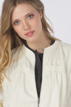 Blazer Nylon Cropped Bomber Jacket With Taping Detail-Yaya Fashion