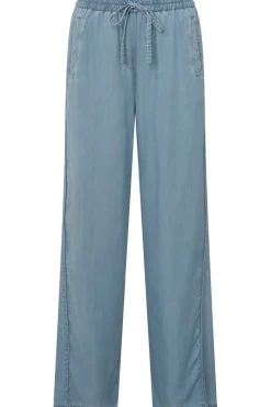 Broek Chambray Wide Leg With Elastic Waist-Yaya Sale