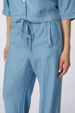 Broek Chambray Wide Leg With Elastic Waist-Yaya Sale