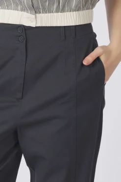 Fashion Yaya Broek Cotton Woven High Waist With Straight Leg Phantom Dessin