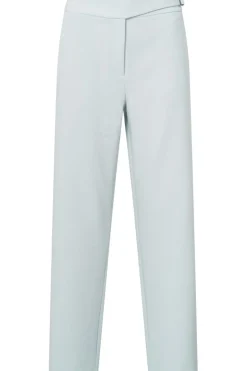 New Yaya Broek High Waist Straight Leg Pantalon With Belt Detail Off White