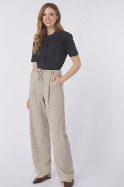 Online Yaya Broek Woven Pistripe Wide Leg With Belt And Cor Phantom