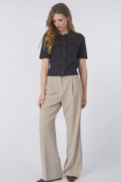 Clearance Yaya Cardigan Sleeve Cardigan With Chest Pockets Humus Beige Dessin