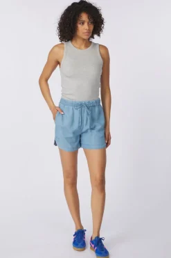 Best Yaya Short Chambrays With Elastic Waist, Pockets And Dr Light Grey Melange